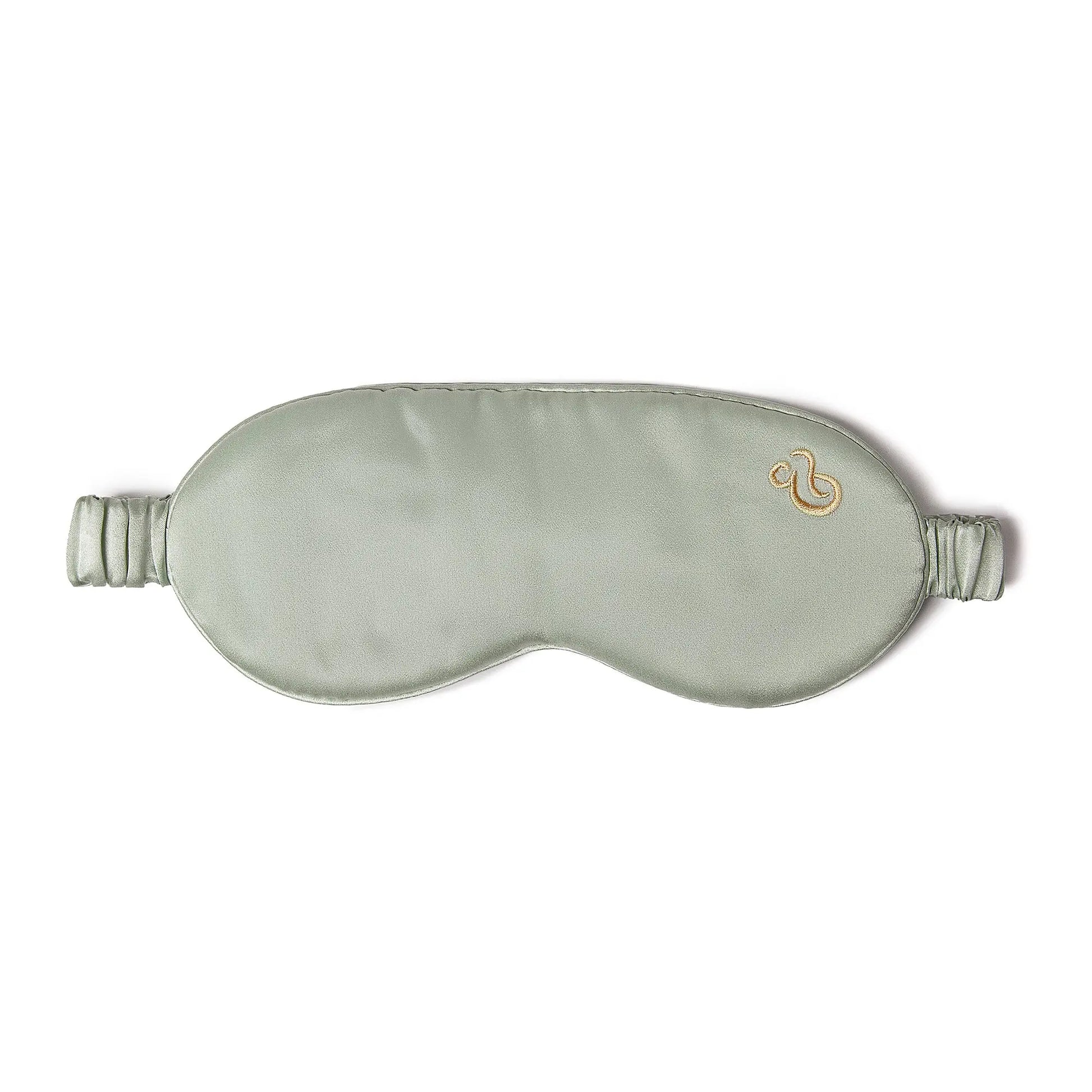 Luxury Sleep Mask - Cradle & Tonic in sage green made from 100% mulberry silk. Soft, adjustable band ideal for pregnancy and sensitive skin.