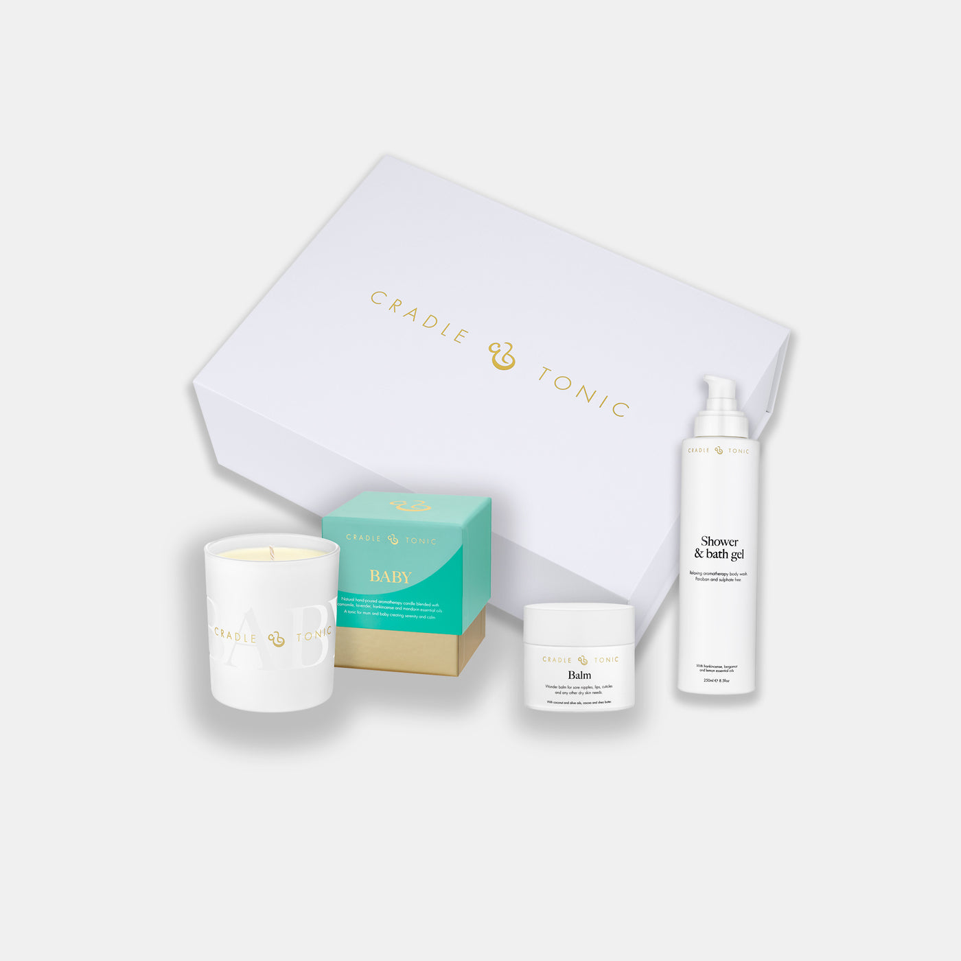 Natural new mum gift set with skincare and candle – perfect postnatal pamper gift