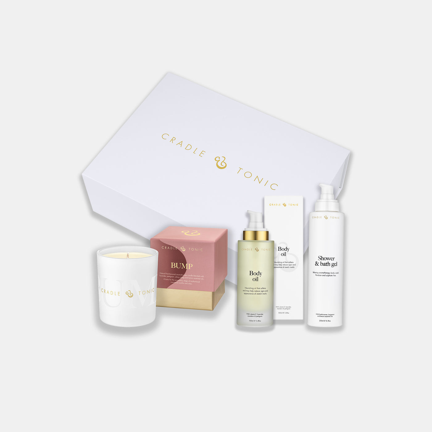 Pregnancy gift set with natural skincare and candle – pampering gift for mums-to-be